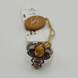 Barbara Bixby Sterling Silver 18K Gold Cognac Quartz Bee Ring Sz 6.5